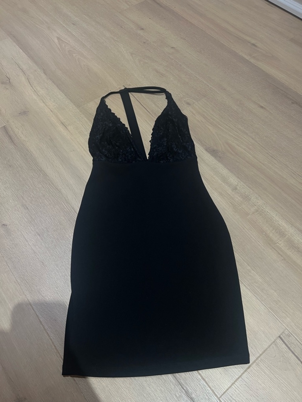 Lulu's Black Lace Halter Mini Dress